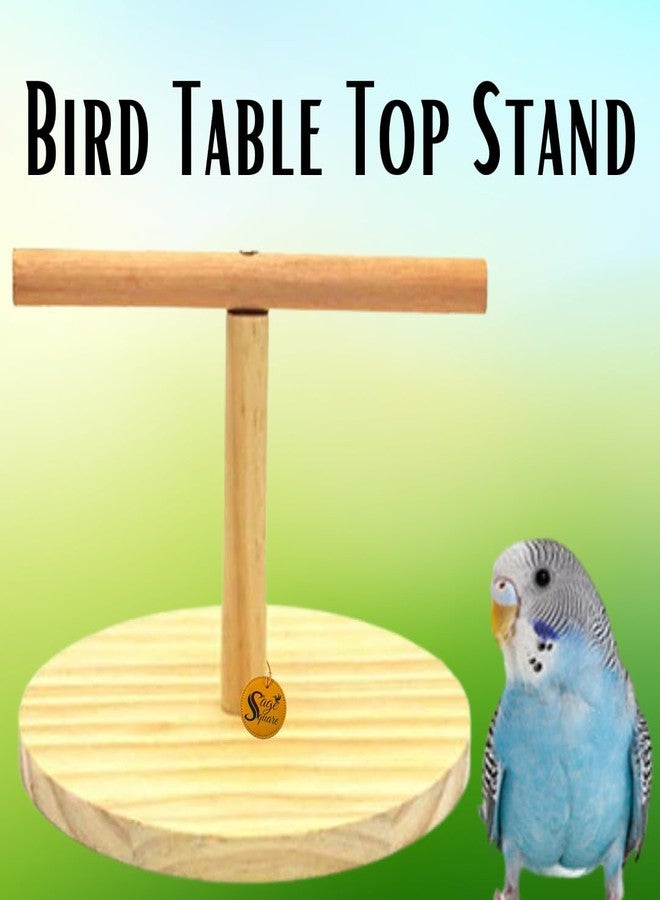 Western Era Wood Sand Table Top Stand with Bird Playful, Cage Accessory Perch Bird Toy for Budgies, Cockatiel, Parrot - The Ultimate Perching and Training Solution for Your Feathered Friend! - Image 2